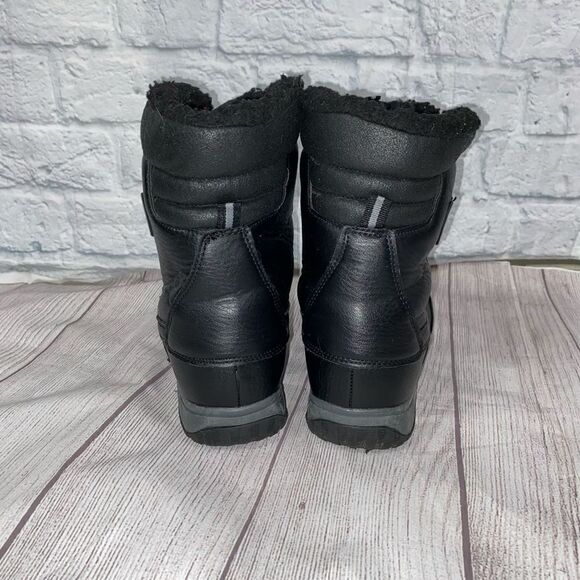 Totes elastic tie with cinch close rubber bottom winter boots black sz 6 - Picture 2 of 10